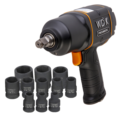 WDK-20440SK Гайковерт пневматический ударный WIEDERKRAFT 1/2", 1360 Нм WDK-20440 с набором ударных г