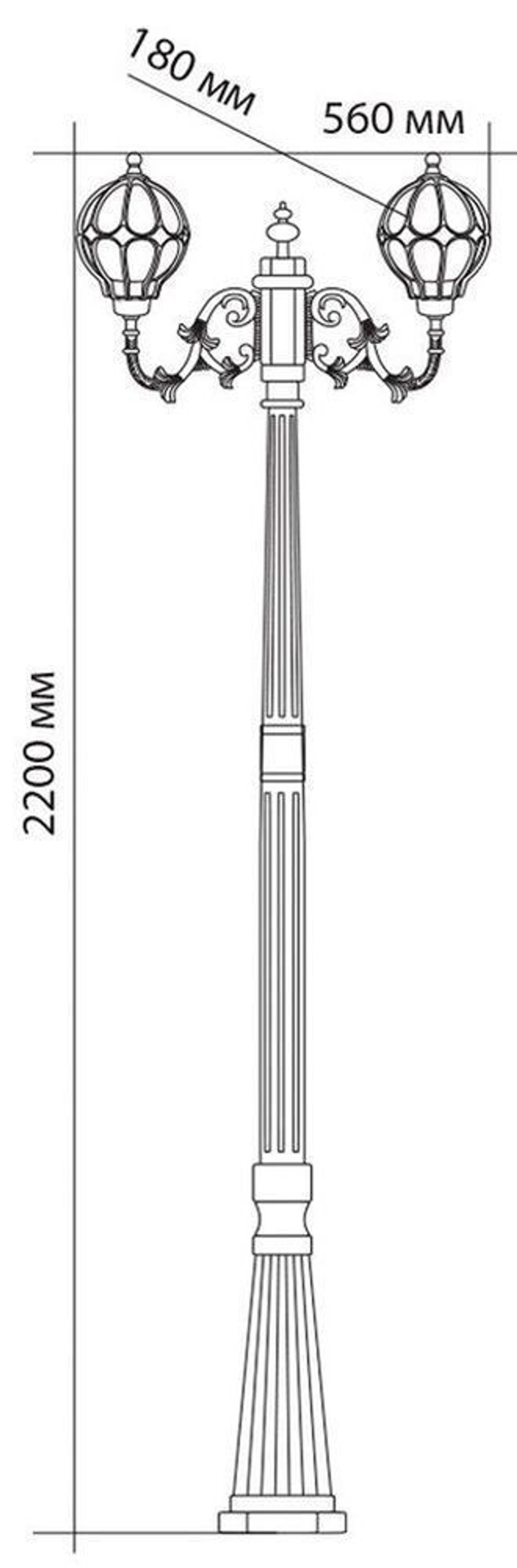Светильник садово-парковый Feron PL3708 круглый, столб 2*60W 230V E27, черное золото 11384