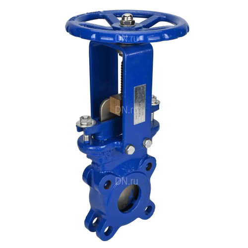 Задвижка шиберная DN.ru GVKN3431M-1W-Fb-S Ду80 Ру10 односторонняя, межфланцевая, шпиндель - невыдвижной, корпус - сталь WCB, шибер - нержавеющая сталь 304, уплотнение - металл, управление - штурвал, WENZ