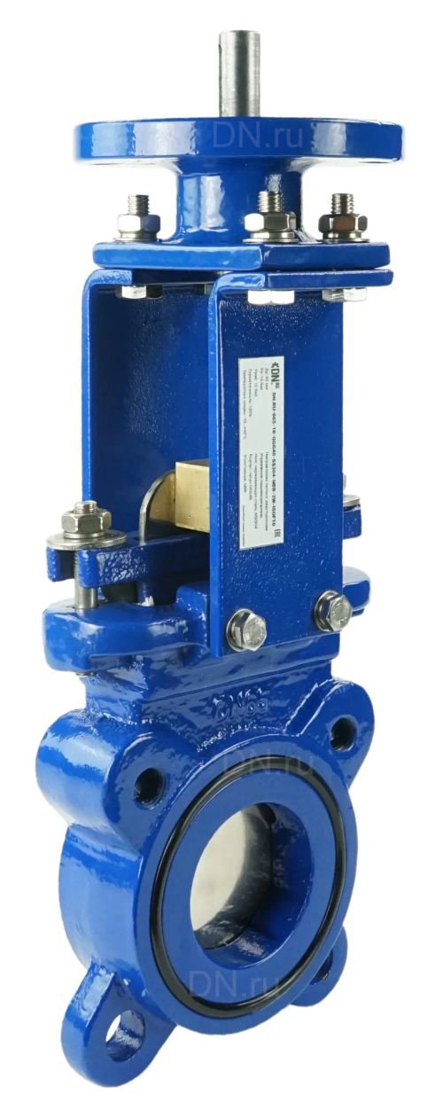 Задвижка шиберная DN.ru GVKN1331N-2W-Fb-ISO Ду65 Ру10 двусторонняя, межфланцевая, шпиндель - невыдвижной, корпус - чугун GGG40, шибер - нержавеющая сталь 304, уплотнение - NBR, с ISO-фланцем и голым штоком, круглый шток 16, F10