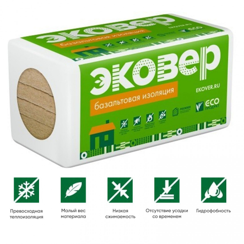 Минеральная вата Эковер Вент-Фасад 80 кг/м3 1000х600х50 мм, 8 шт/упак