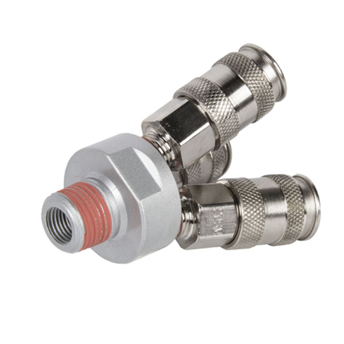 WDK-83MY Распределитель пневматический V-образный тройной, 3 быстроразъемных EU соедения, вход с рез