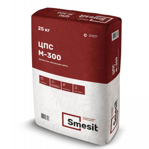 Цементно-песчаная смесь М-300 Smesit ЗИМА 25 кг, 48 шт/поддон