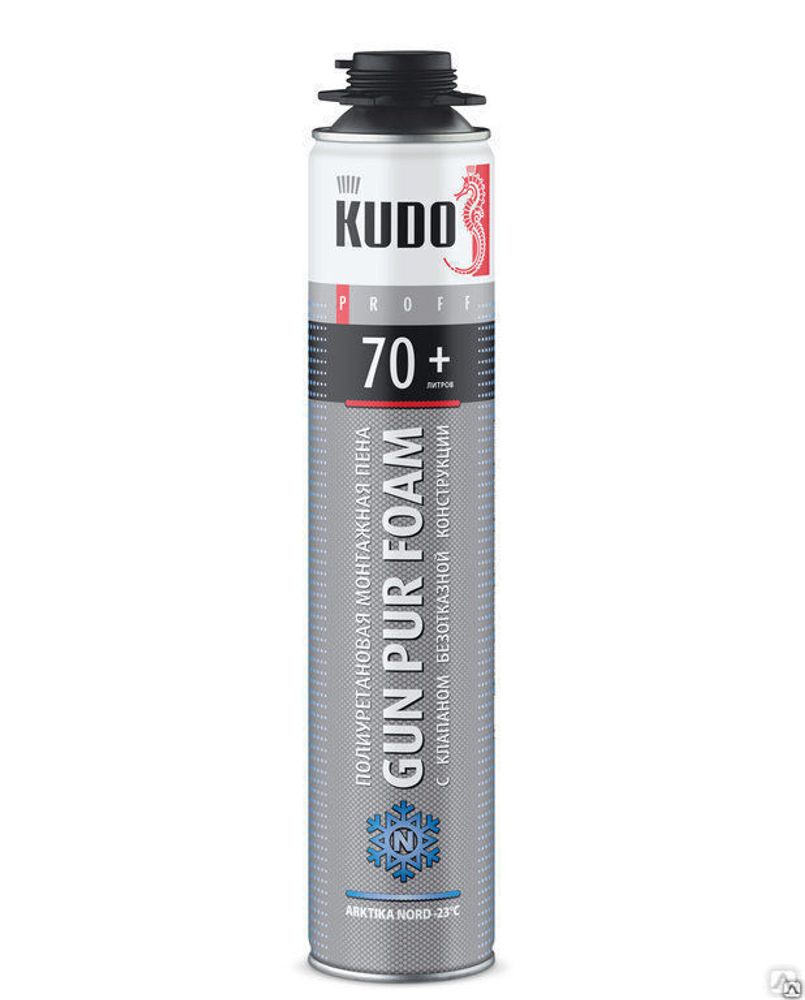 Пена монтажная KUDO PROFF 70+ -25 ºС зимняя с безотказным клапаном 1000 мл, 1010 гр