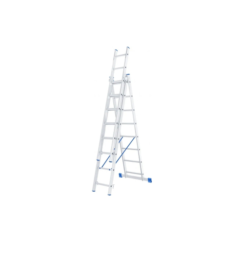 Лестница, 3 х 8 ступеней, алюминиевая, трехсекционная, Россия, Сибртех