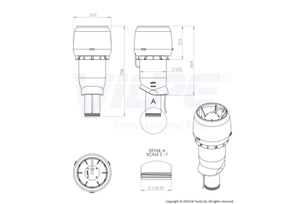 Вентилятор Vilpe Е190 P 125/500 серый