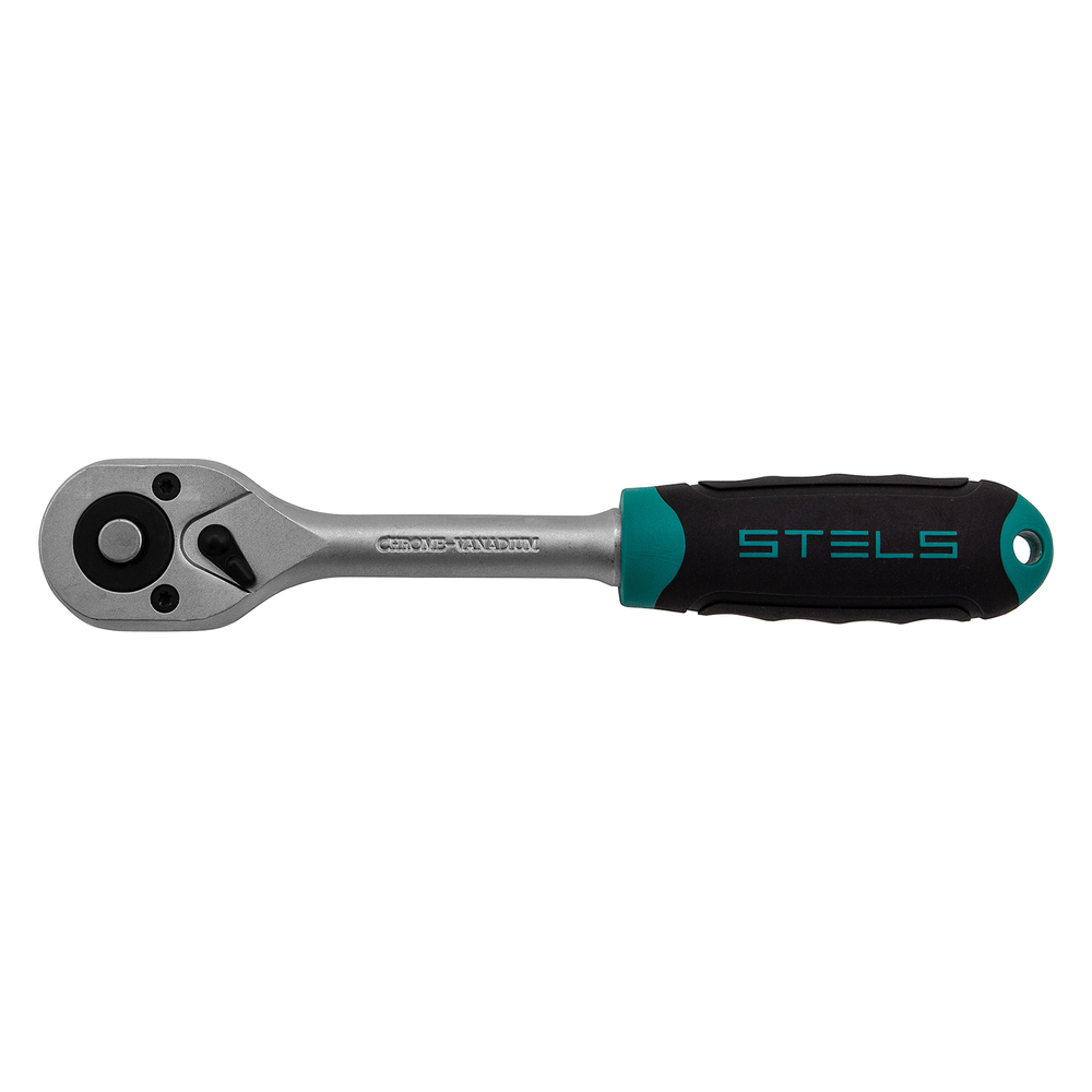 Ключ-трещотка 3/8", CrV, 72 зуба, с быстрым сбросом, матовый хром Stels