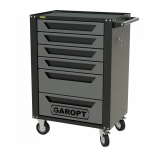 Тележка инструментальная Garopt 6 ящиков СЕРАЯ, центральный замок, увеличенные колеса, доводчики, GAROPT Серия "High", высота 1040мм