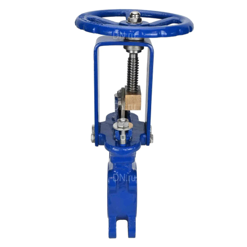 Задвижка шиберная DN.ru GVKN3431M-1W-Fb-S Ду80 Ру10 односторонняя, межфланцевая, шпиндель - невыдвижной, корпус - сталь WCB, шибер - нержавеющая сталь 304, уплотнение - металл, управление - штурвал