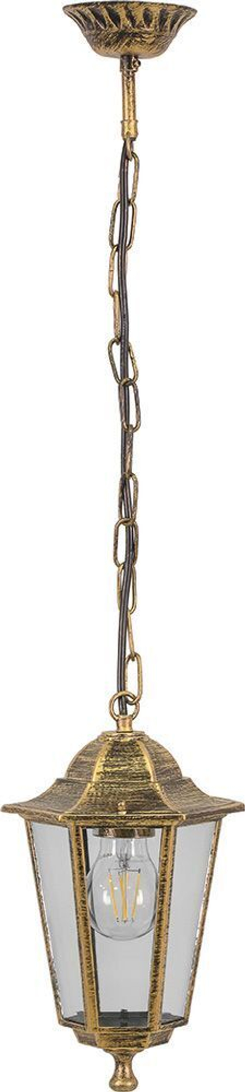 Светильник садово-парковый Feron 6105/PL6105 шестигранный на цепочке 60W E27 230V, черное золото 11133