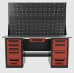 Верстак двухтумбовый 4 ящиков /5 ящиков с двумя экранами и ящиком, 1800*700 красный GAROPT, GT1800Y1Y4Y5PP2.red