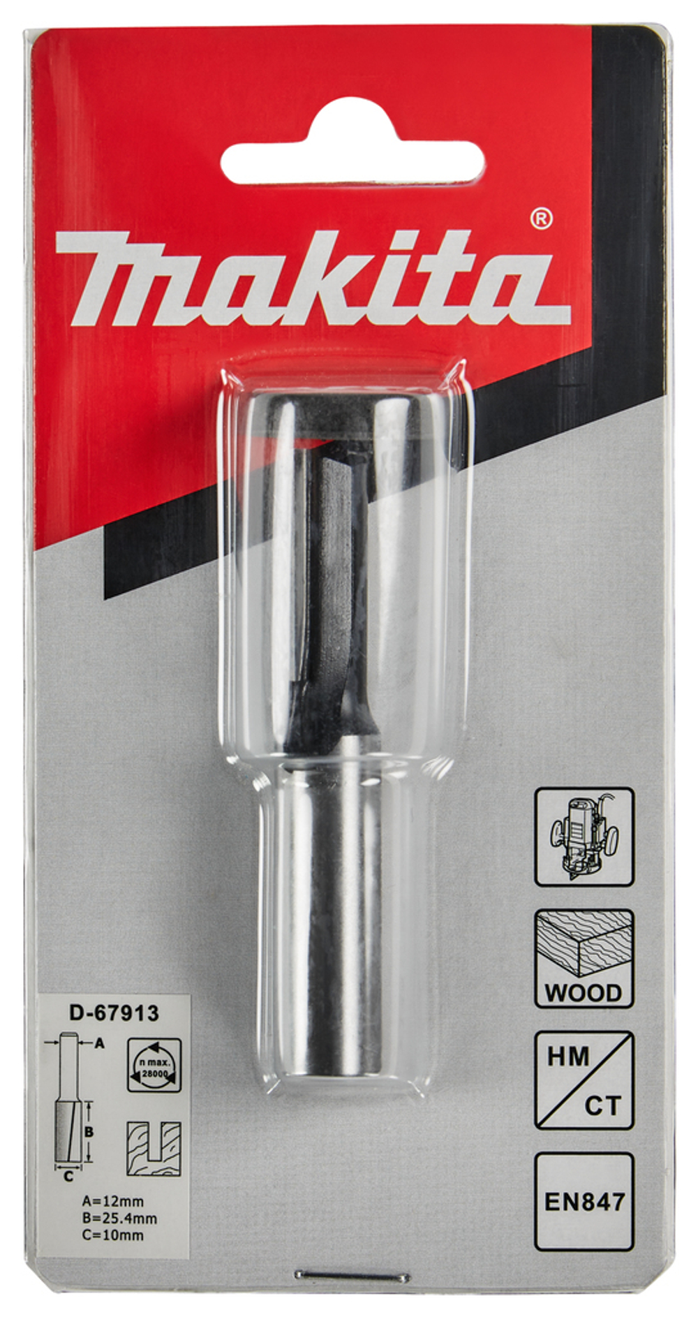 Фреза пазовая 10х25.4, S12, 2T Makita D-67913