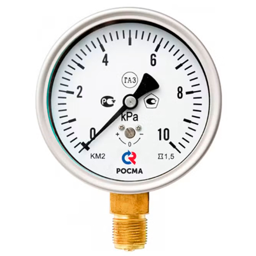 Манометр низкого давления Росма КМ-22Р (G-2.5кПа) G1/2 1.5 1GGмм, тип - КМ-22Р, радиальное присоединение, G-2.5кПа, резьба G1/2, класс точности 1.5