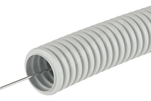 Труба ПВХ гибкая гофрированная д.20 мм, тяжёлая, с протяжкой, цвет серый, (Бухта 100м) 91520 DKC (ДКС) DKC (ДКС)