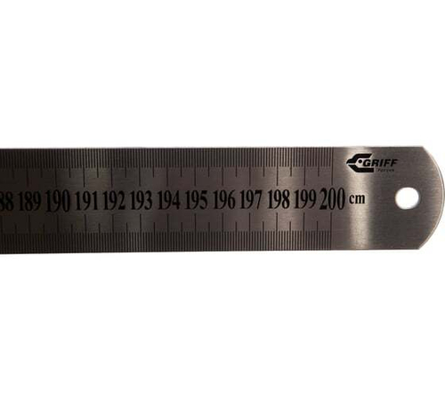 Линейка металлическая с двусторонней шкалой 2000х39мм GRIFF D112026