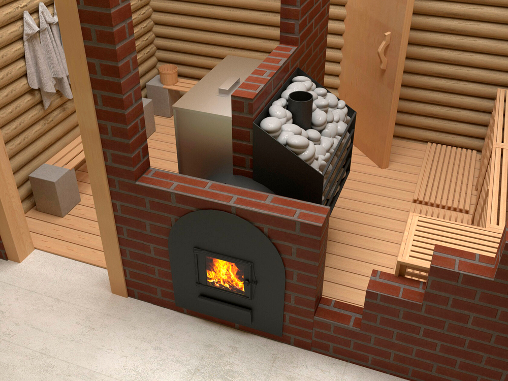 Печь для бани Сабантуй 3D 16 бак справа со стеклом
