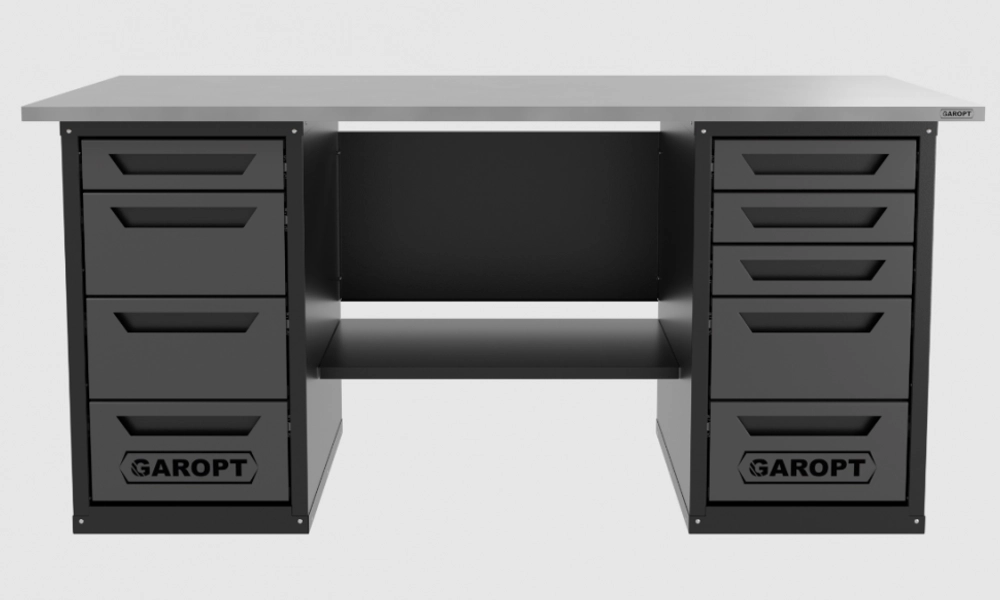 Верстак двухтумбовый 4 ящиков /5 ящиков 1800*700 серый GAROPT, GT1800Y4Y5.grey