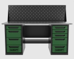 Верстак двухтумбовый 4 ящиков /5 ящиков с экраном 1800*700 зеленый GAROPT, GT1800Y4Y5PP.green