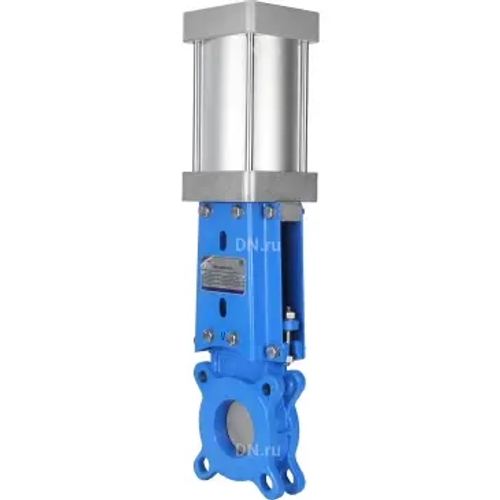 Задвижка шиберная DN.ru GVKR3131M-1W-Fb-2P Ду80 Ру16 односторонняя, межфланцевая, шпиндель - выдвижной, корпус - нержавеющая сталь 304, шибер - нержавеющая сталь 304, уплотнение - металл, с пневмоприводом, WENZ