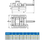 Станочные тиски для сверлильных станков GRIFF 80мм, A/max/=50мм, вес=2.2кг, серия Q19A b241501