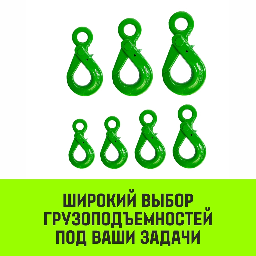 Крюк самозапирающийся с проушиной HITCH, 6-Т8 кл, 1.25 Т