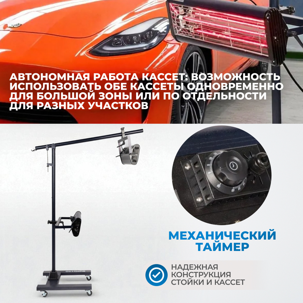 OPT-F22 Двухкассетная мобильная ИК сушка на двухсекционной стойке