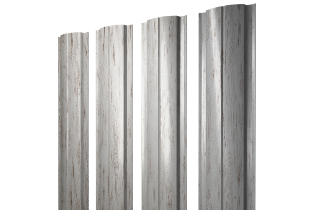 Штакетник Полукруглый Slim с прямым резом 0,45 Print Elite Snow Wood TwinColor