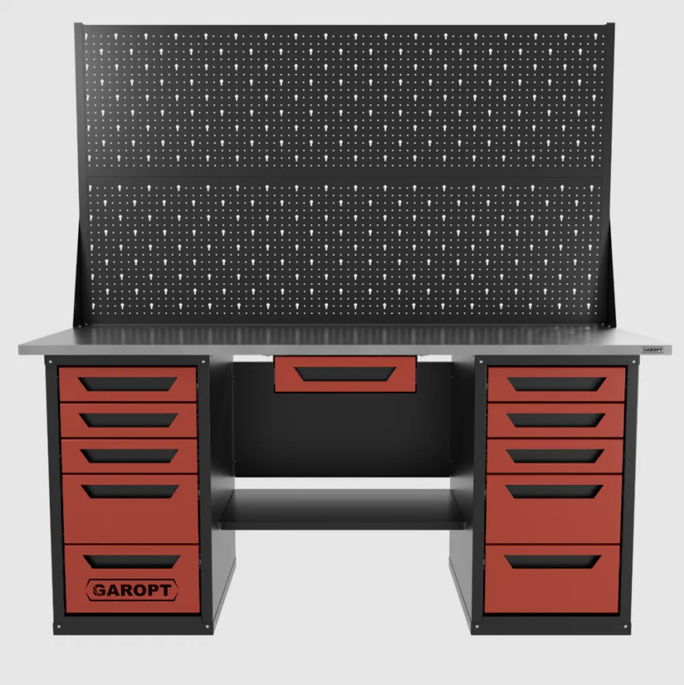Верстак двухтумбовый 5 ящиков /5 ящиков с двумя экранами и ящиком, 1800*700 красный GAROPT, GT1800Y1Y5Y5PP2.red
