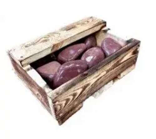 Камень для бани Кварцит малиновый шлифованный 10кг ящик