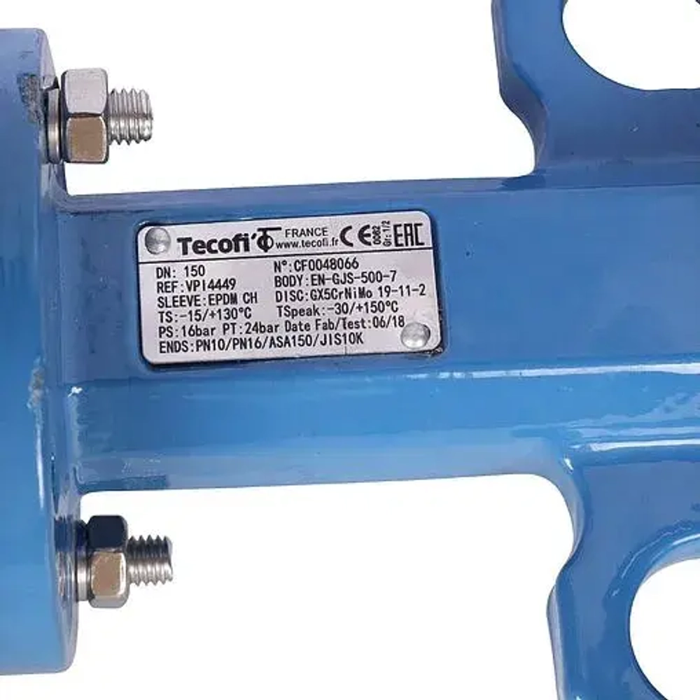 Затвор дисковый поворотный межфланцевый Ду250 Ру16 Tecofi VPI4449-02EP0250