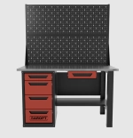Верстак однотумбовый 4 ящика с ящиком и двумя экранами, красный 1400*700 Garopt, GT1400STY1Y4PP2.red