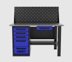 Верстак однотумбовый 5 ящиков с экраном и ящиком, синий 1400*700 Garopt, GT1400STY1Y5PP.blue