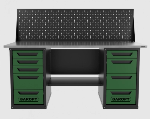 Верстак двухтумбовый 4 ящиков /5 ящиков с экраном 1800*700 зеленый GAROPT, GT1800Y4Y5PP.green