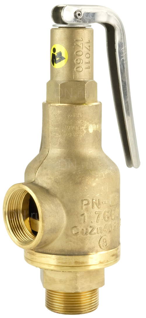 Клапан предохранительный ПРЕГРАН КПП 095 1/2″ Ду15х15 Ру25 из нержавеющей стали пружинный резьбовой угловой