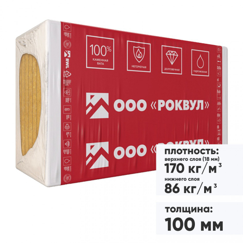 Минеральная вата Роквул Фасад Баттс Д Оптима 1000х600х100 мм, 3 шт/упак