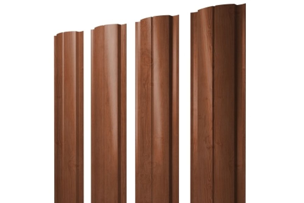 Штакетник Полукруглый Slim с прямым резом 0,45 Print Elite Rowan TwinColor