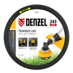 Леска для триммера витой квадрат, 2,4мм х 243м, на DIN катушке FLEX CORD// Denzel