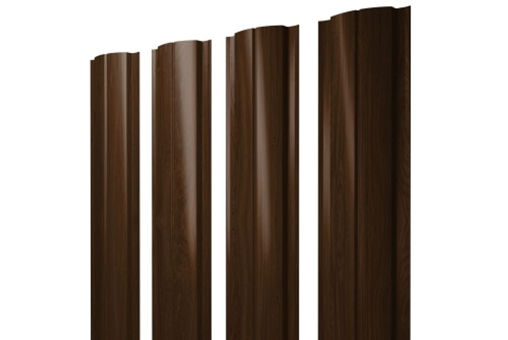 Штакетник Полукруглый Slim с прямым резом 0,45 Print Elite Choco Wood TwinColor