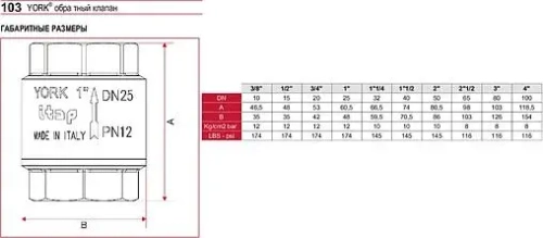 Клапан обратный пружинный 3"в x 3"в Itap York 1030300