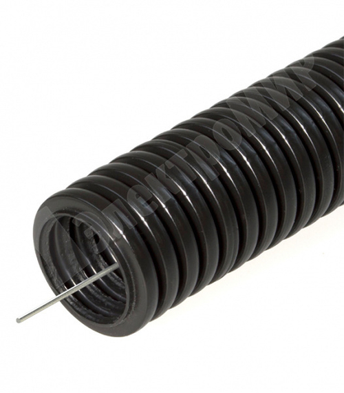 Труба ПНД гибкая гофрированная д.32 мм, лёгкая, цвет черный, (Бухта 10м) PLEXUP