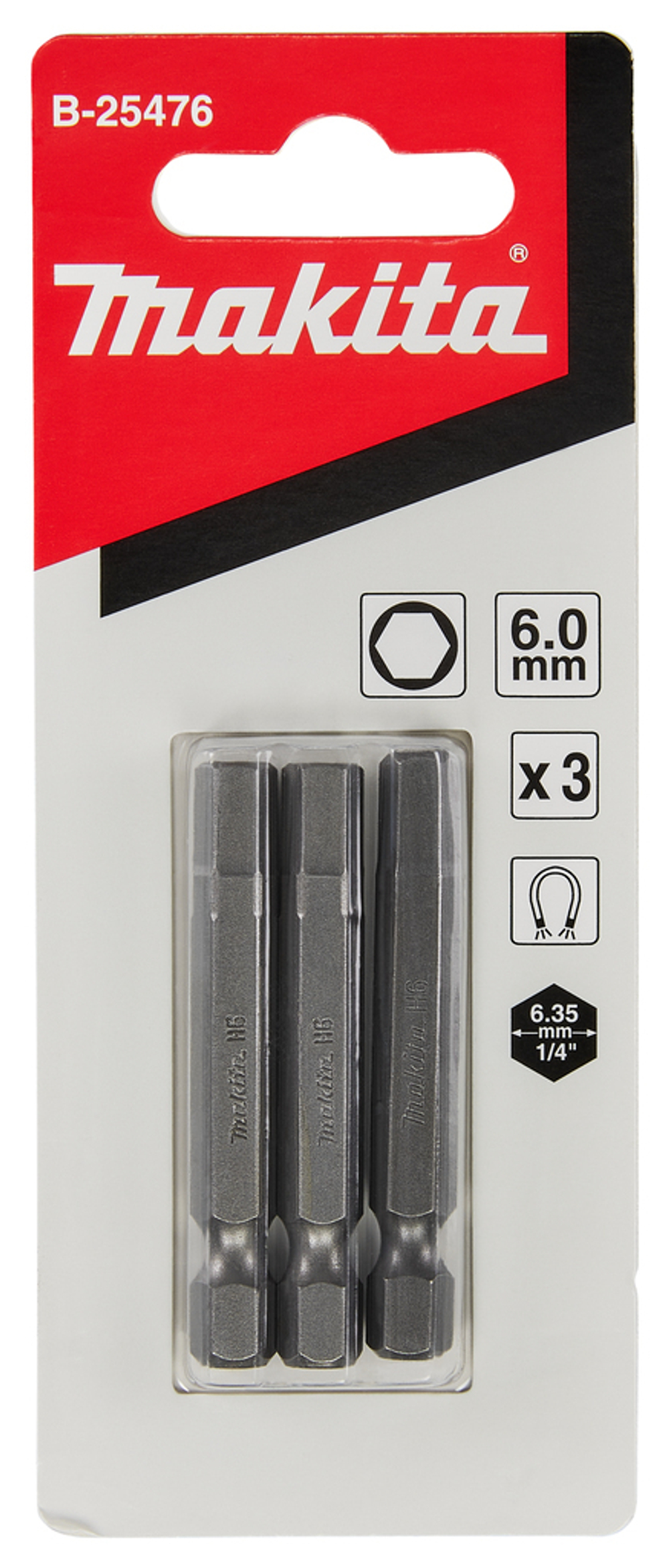 Насадка HEX6.0, 50 мм, E-form (MZ), 3 шт Makita B-25476