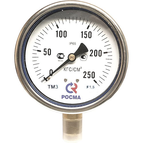 Манометр радиальный Росма ТМ-32GР.GG (G-1GGкгс/см2) M12x1.5 1.5 виброустойчивый (готовый к гидрозаполнению) 5Gмм, тип - ТМ-32GР, радиальное присоединение, шкала (G-1GGкгс/см2), резьба M12x1.5, класс точности 1.5, цвет хром