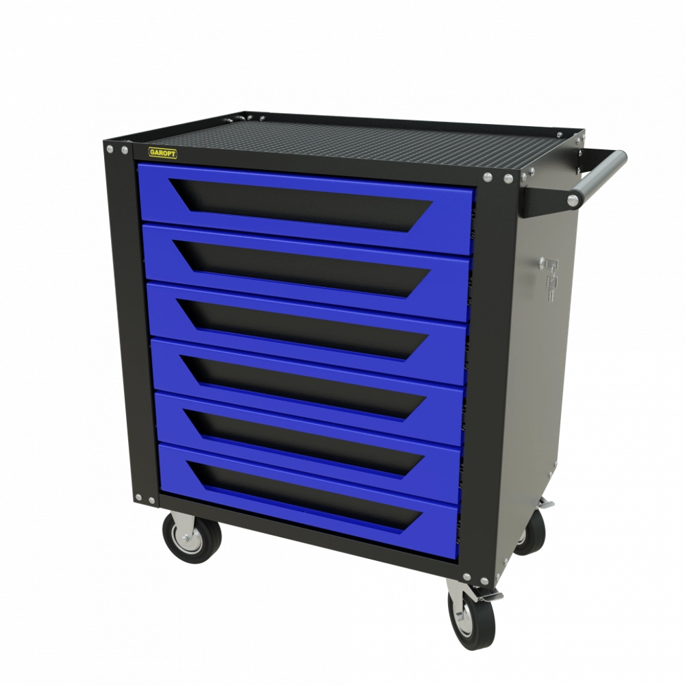 GTS6.blue Тележка инструментальная Garopt 6 ящиков СИНЯЯ, центральный замок, увеличенные колеса, доводчики, GAROPT Серия "Standart"