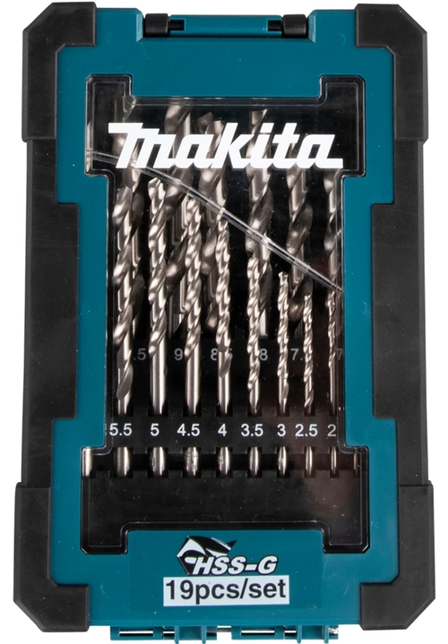 Набор сверл по металлу HSS-G, 19 шт. (1-10 мм, шаг 0.5 мм) Makita D-67549