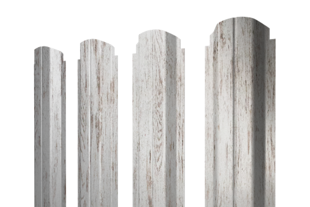 Штакетник П-образный А фигурный 0,45 Print Elite Snow Wood TwinColor