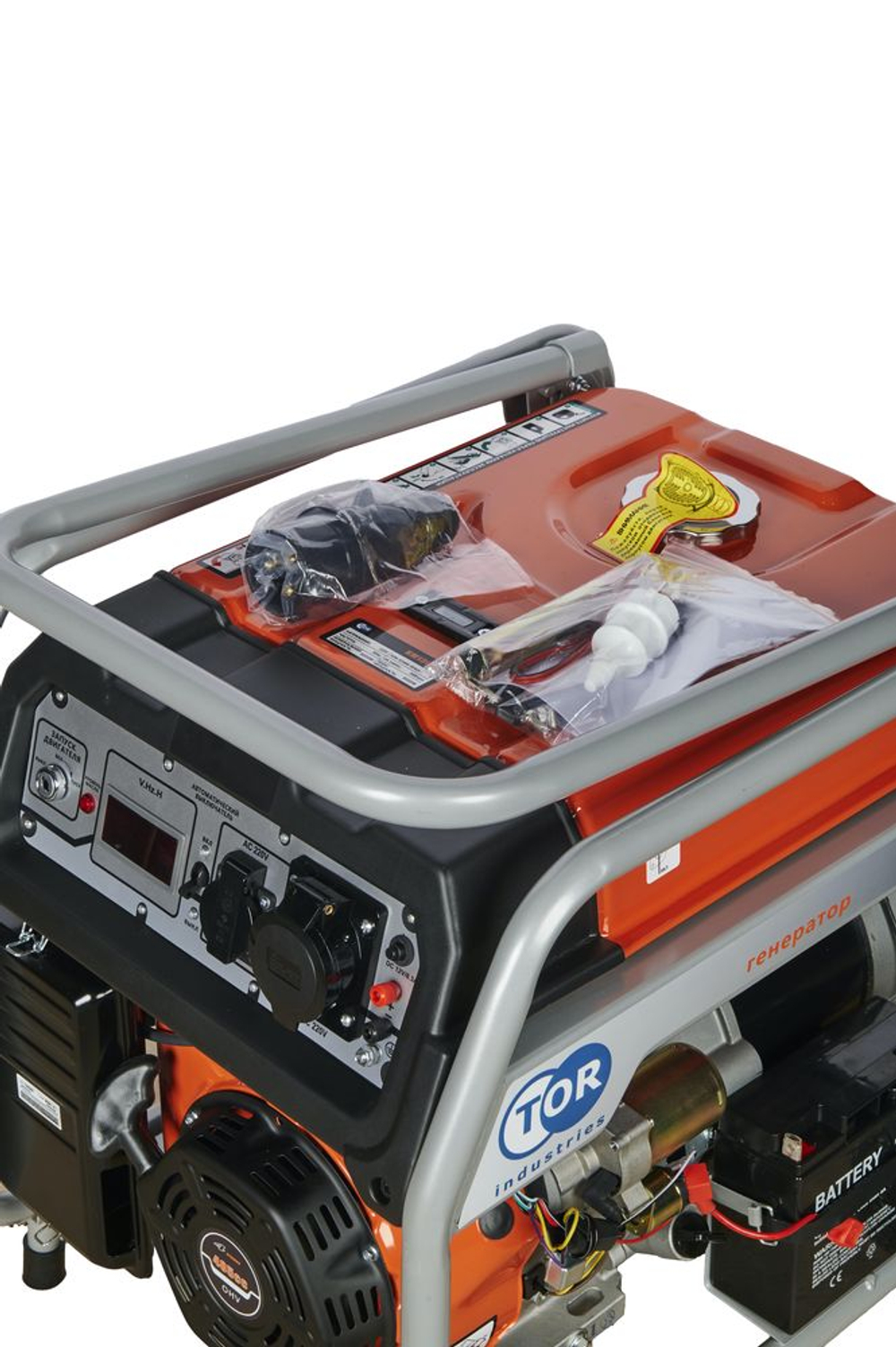 Генератор бензиновый 9,0 кВт 220В 26 л с электростартером и колесами TOR KM13000H