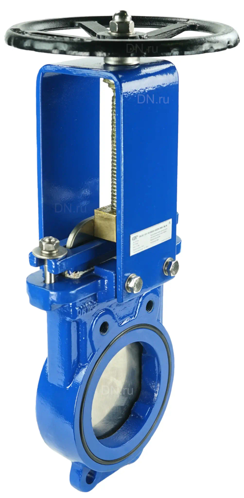 Задвижка шиберная DN.ru GVKN1331N-2W-Fb-S Ду125 Ру10 двусторонняя, межфланцевая, шпиндель - невыдвижной, корпус - чугун GGG40, шибер - нержавеющая сталь 304, уплотнение - NBR, управление - штурвал