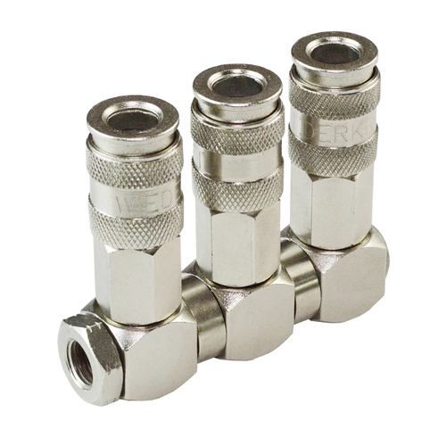 WDK-83RT Разветвитель пневматический с вращающимися соединениями, вход 1/4" (F), 3 выхода БРС