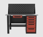 Верстак однотумбовый 5 ящиков с экраном и ящиком, красный 1400*700 Garopt, GT1400STY1Y5PP.red