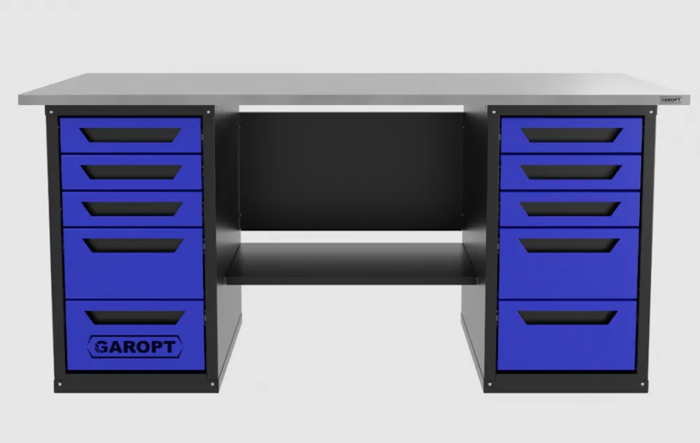 Верстак двухтумбовый 5 ящиков /5 ящиков, синий 1800*700 GAROPT, GT1800Y5Y5.blue